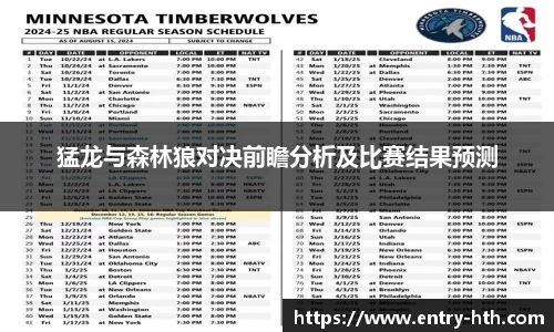 猛龙与森林狼对决前瞻分析及比赛结果预测